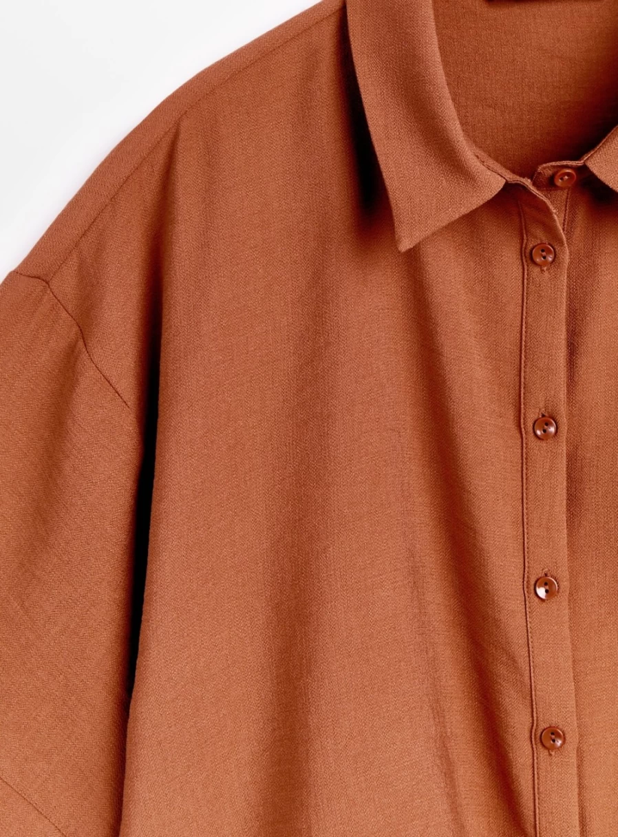 Women's Rust Boxy Fit Shirt by Tu - Stylish Coordinated Top for Casual Wear