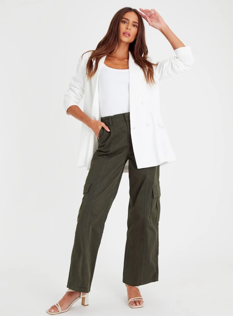 Women's Khaki Straight Leg Cargo Pants by Tu - Comfortable & Stylish Trousers for Everyday Wear