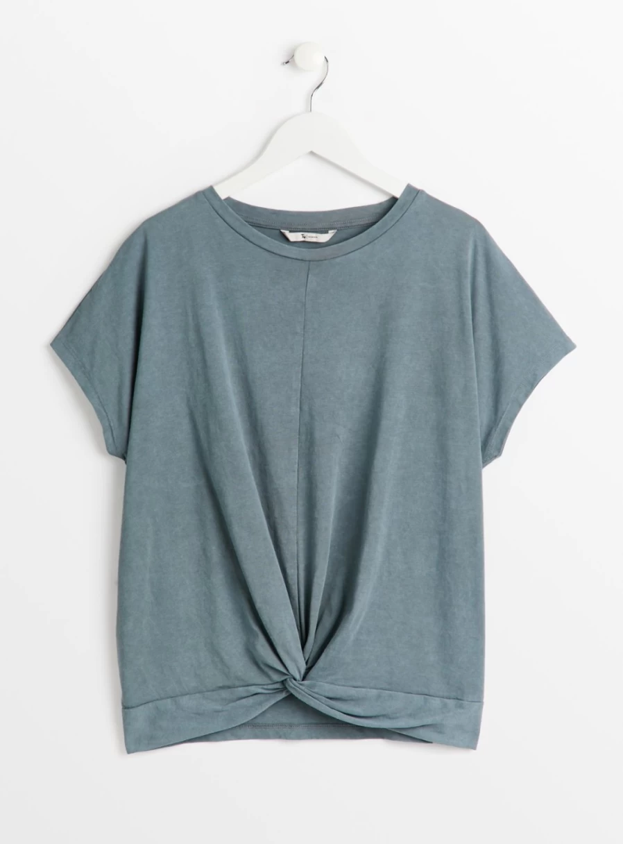 "Tu Women's Denim Blue Twist Front T-Shirt - Stylish Casual Top"