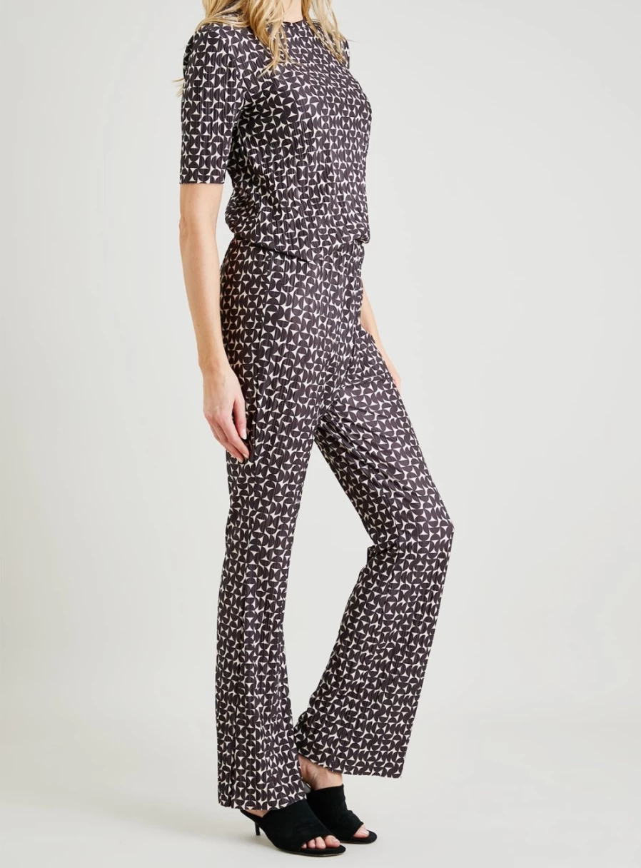 Tu Women's Geometric Print Plisse High-Waisted Trousers - Stylish Mono Pattern Coord Pants
