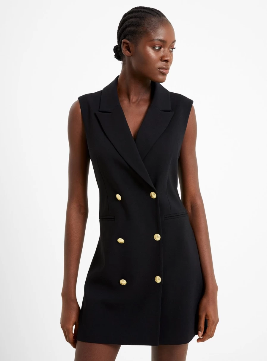 French Connection Women's Whisper Sleeveless Tuxedo Style Dress - Size 12