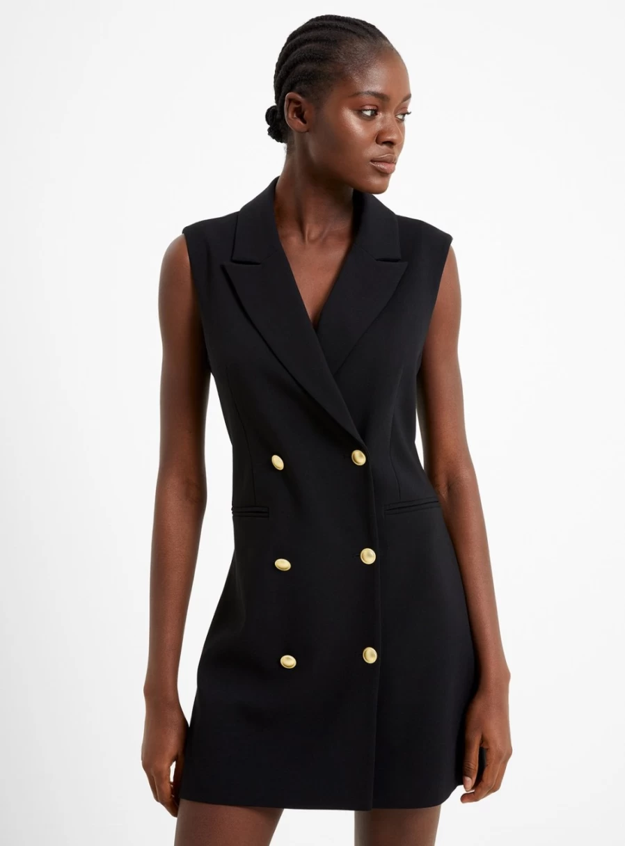 French Connection Women's Whisper Sleeveless Tuxedo Style Dress - Size 12