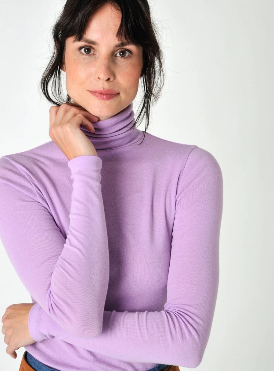Burgs Women's Agnes Jersey Roll Neck Top - Soft Knit Comfortable T-Shirt Style 16