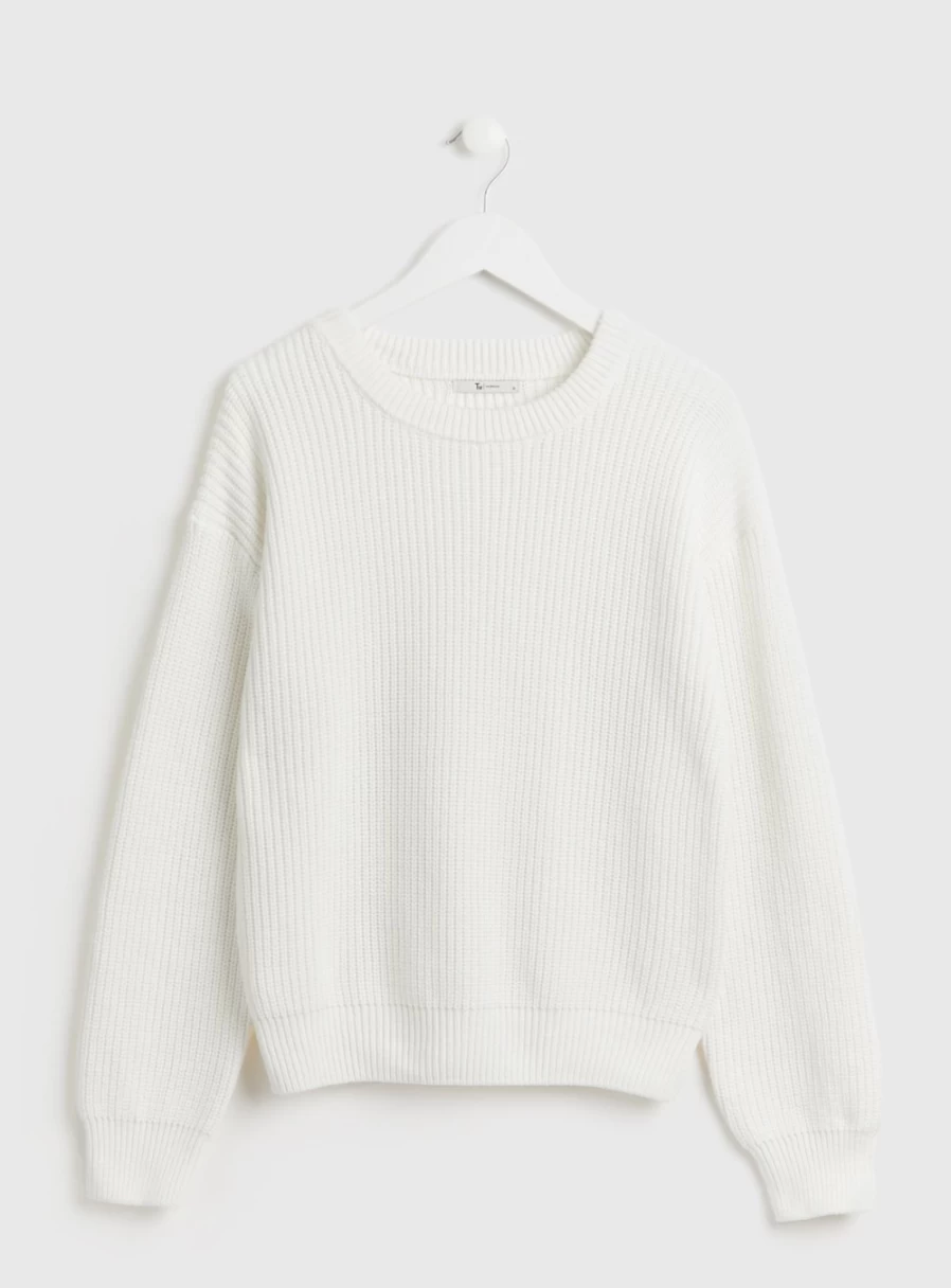Tu Women's Cream Crew Neck Knit Jumper - Soft Casual Sweater Size 14