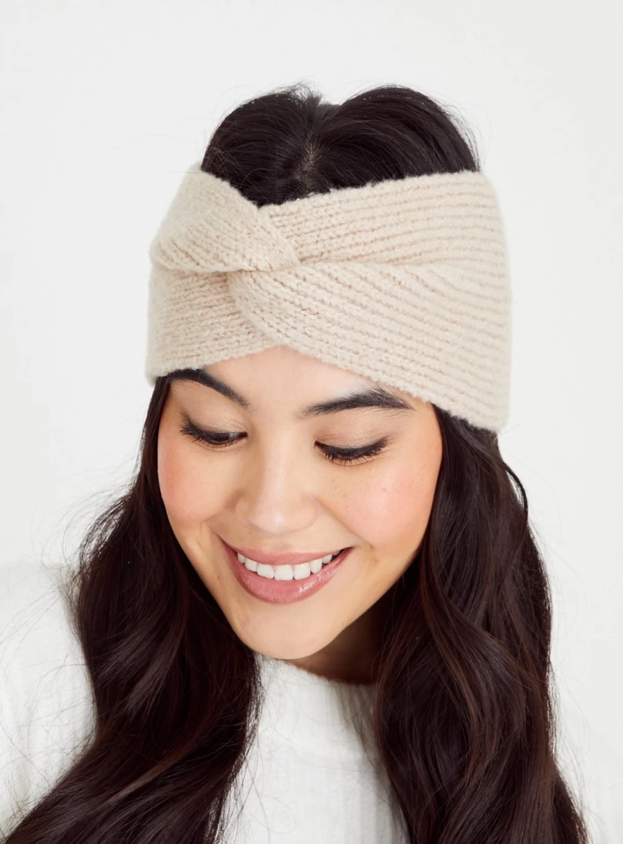 "TU Women's Oatmeal Twist Headband – Adjustable One Size Hair Accessory"