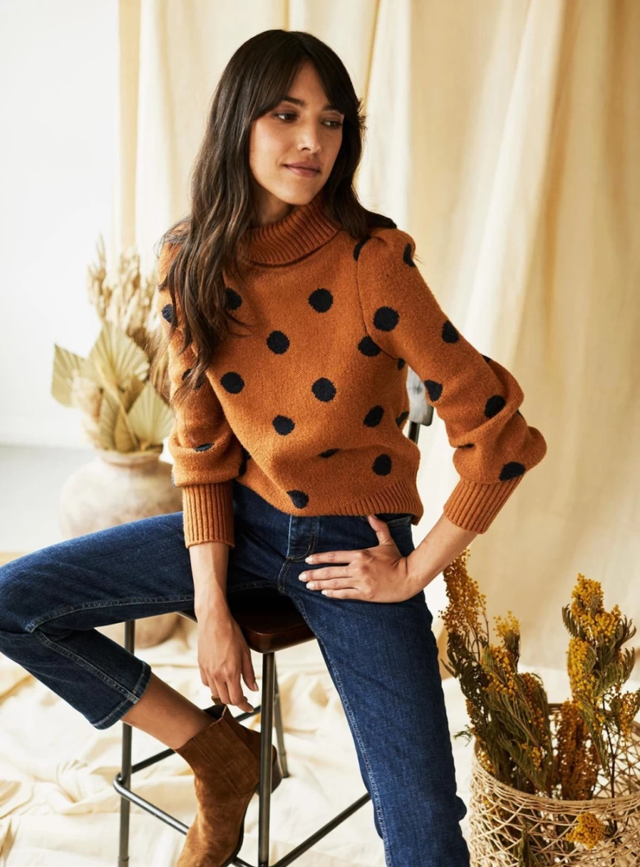 Thought Women's Kerri Organic Cotton Fluffy Spot Jumper - Cozy Knit Sweater Size 18