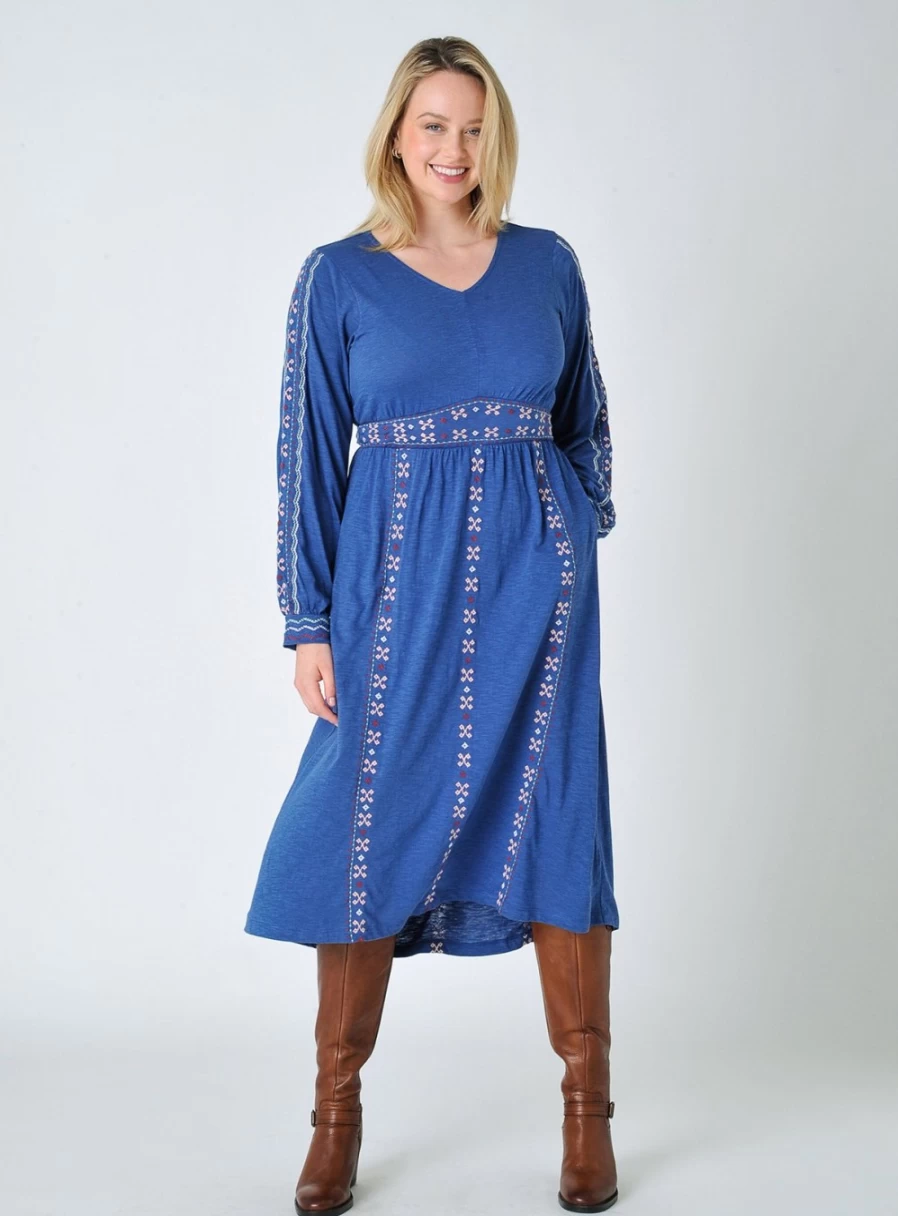 Burgs Women's Floral Embroidered Midi Dress - Ottery Style Size 18