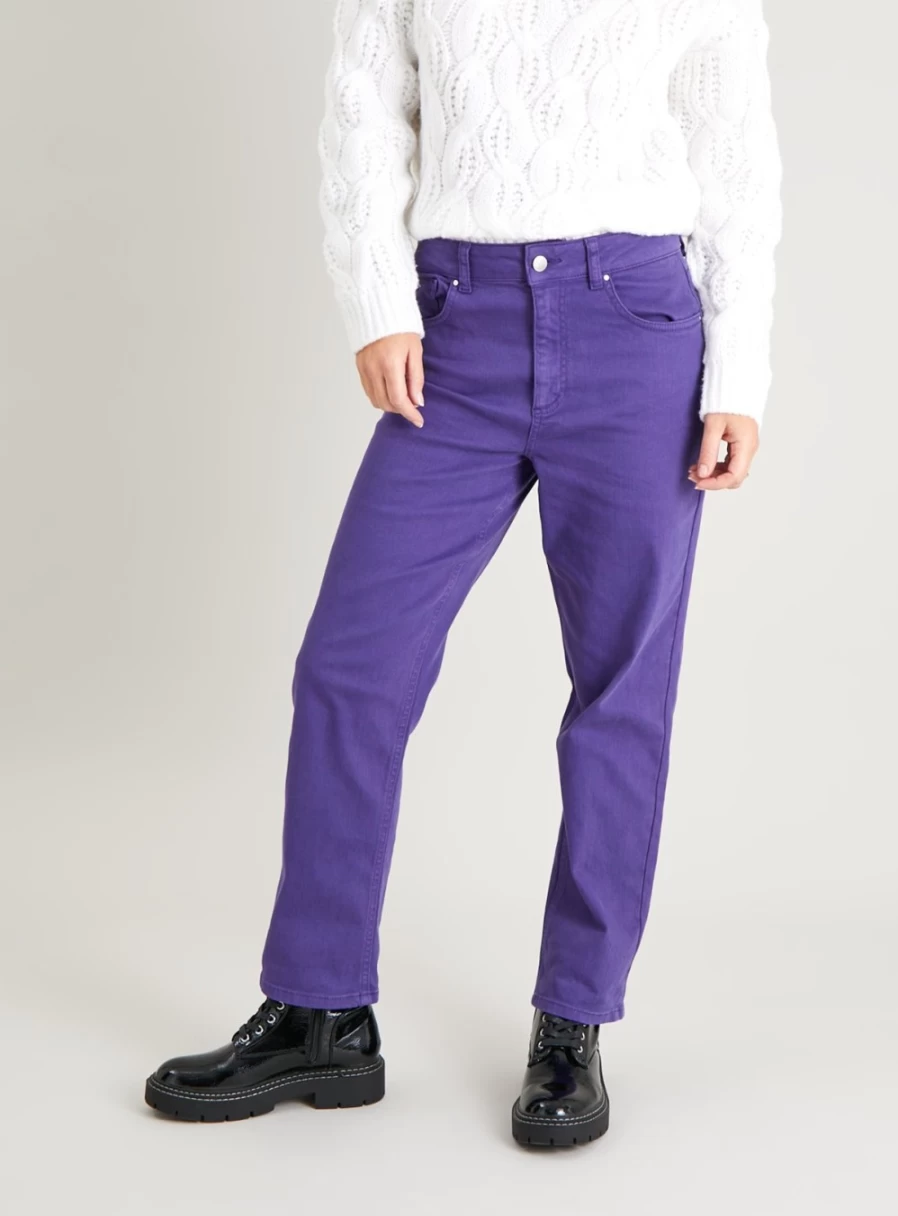"Tu Women's Purple Slub Straight Leg Jeans - Size 14S"