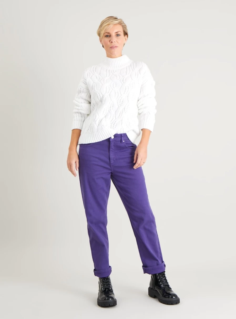"Tu Women's Purple Slub Straight Leg Jeans - Size 14S"