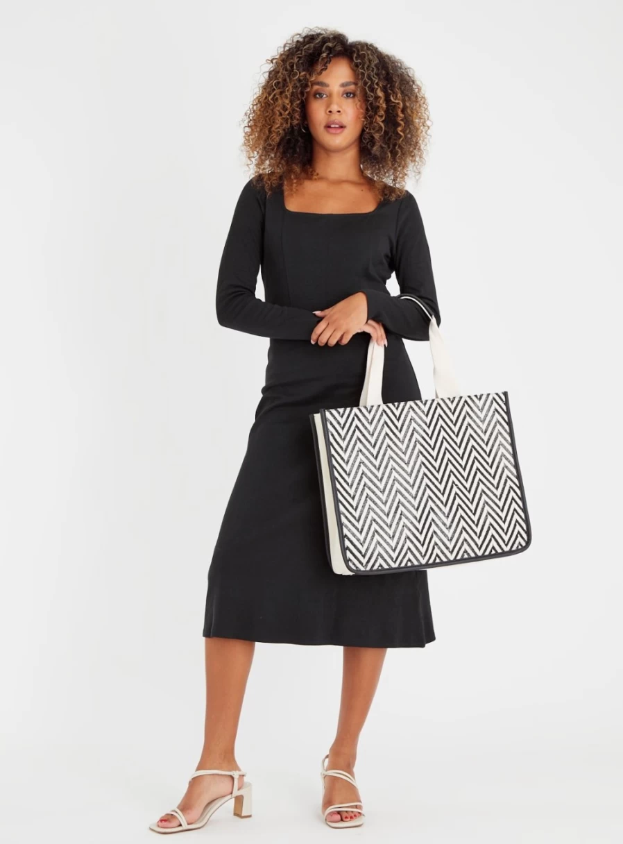 Tu Women's Black A-Line Jersey Midi Dress - Size 8