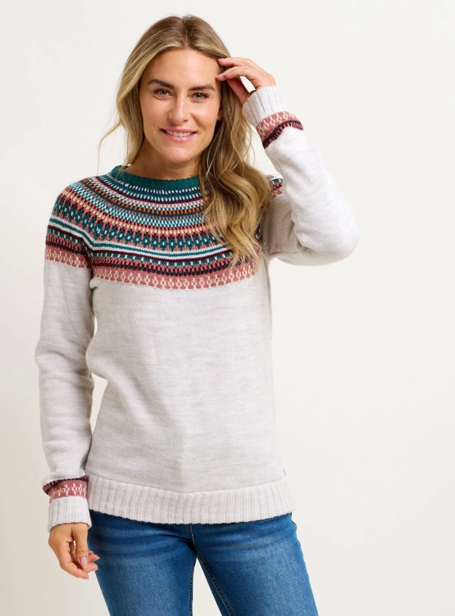 Brakburn Women's Fair Isle Sparkle Knit Jumper - Cozy Winter Sweater with Glitter Detail