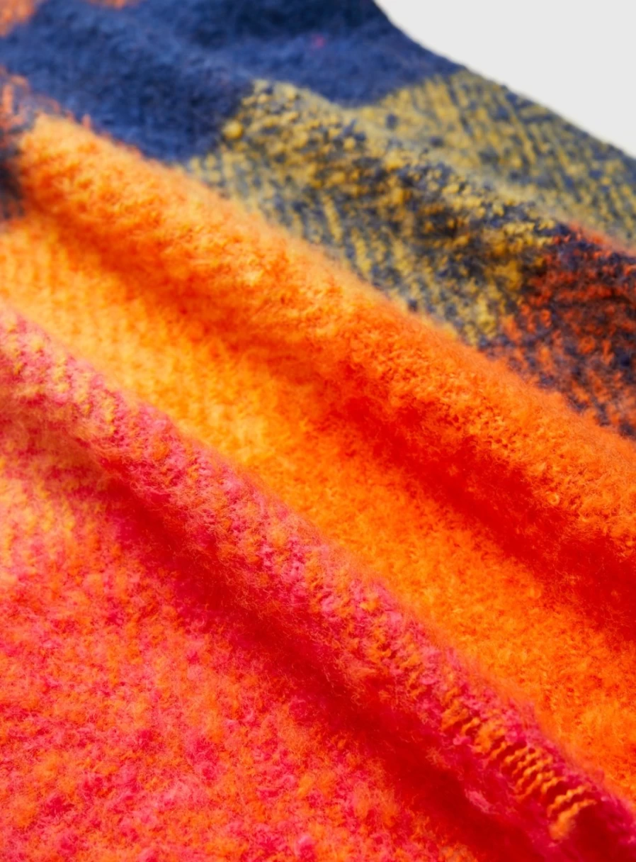 Tu Women's Bright Check Chunky Scarf - Oversized Winter Warm Knit Plaid Wrap