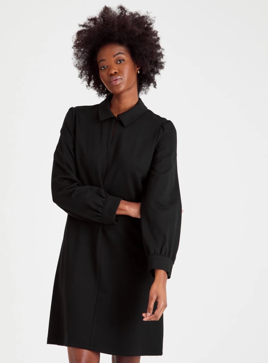 Tu Women's Black Ponte Shift Dress - Comfortable Stretch Fit Knee-Length Office Dress