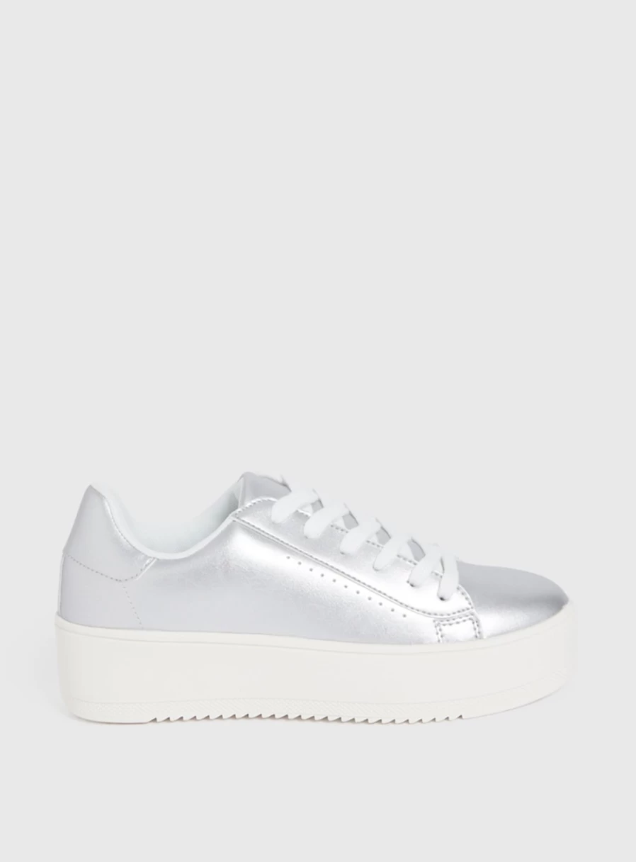 Tu Women's Silver Platform Wedge Sneakers - 6 Inch Height Fashion Trainers