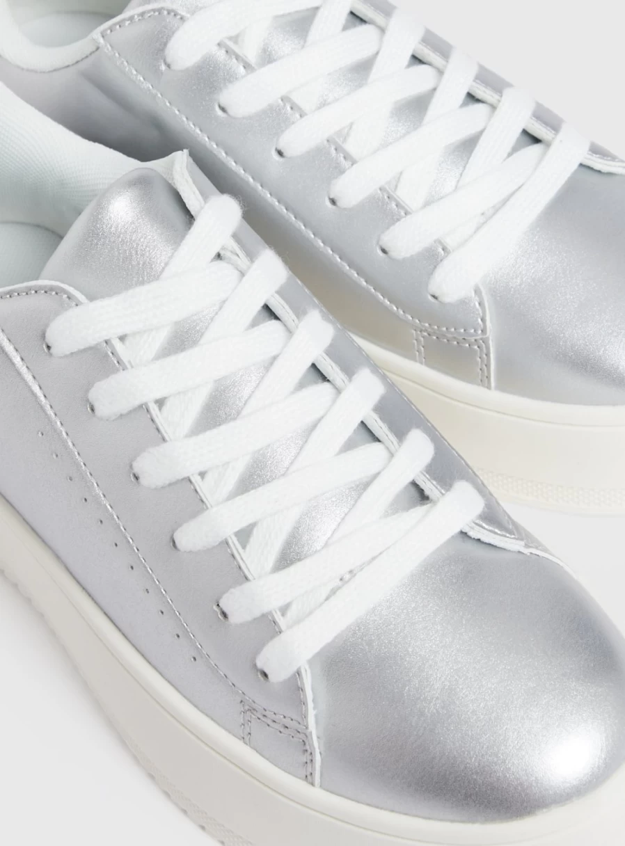 Tu Women's Silver Platform Wedge Sneakers - 6 Inch Height Fashion Trainers