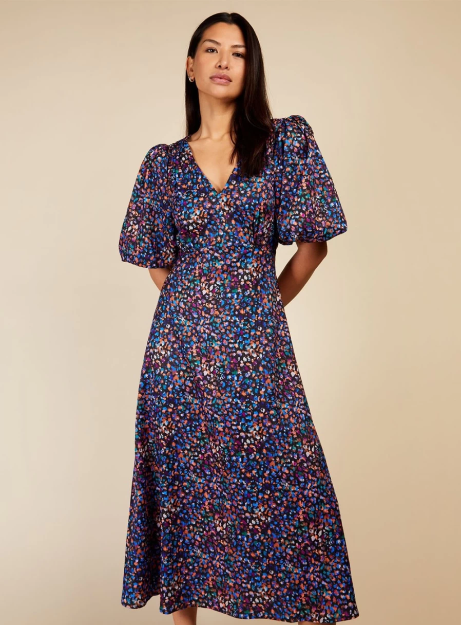 Little Mistress Women's Animal Print Midaxi Dress - Stylish 8/10 Length Party Wear