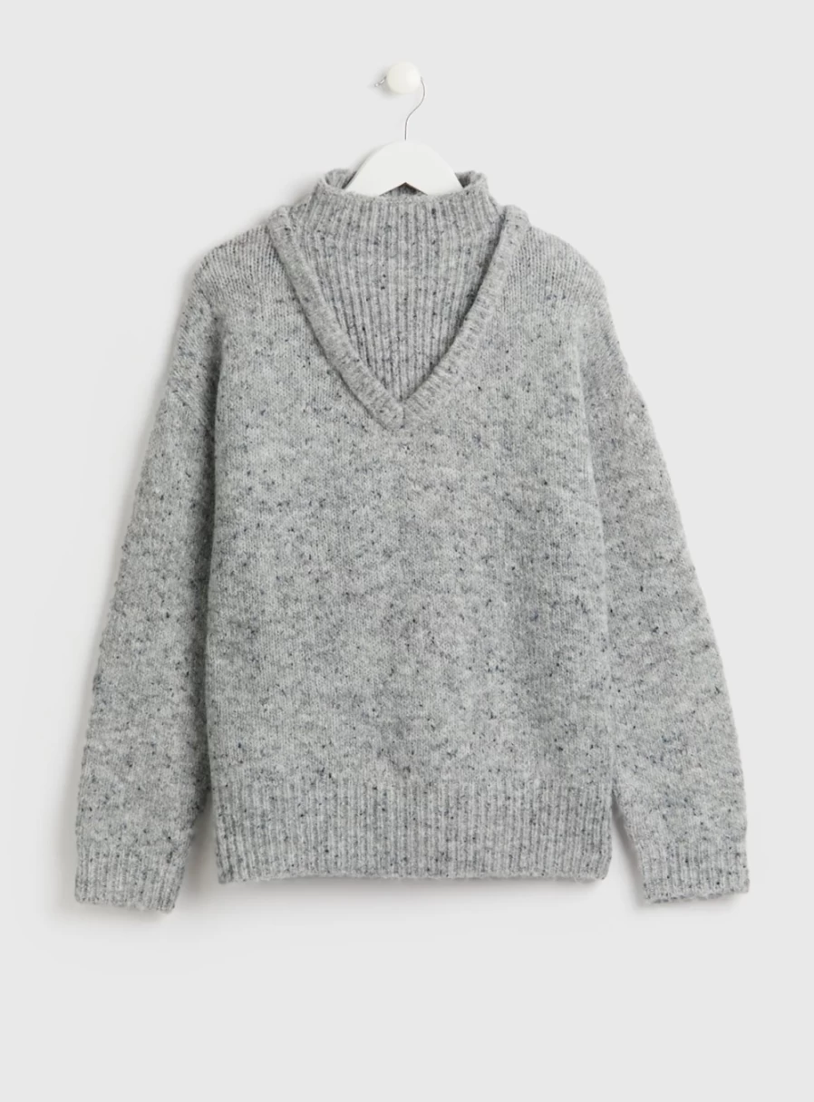 Tu Women's Grey Funnel Neck Jumper - Soft Knit Sweater Size 8