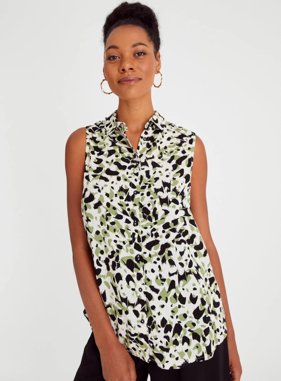 Tu Women's Animal Print Sleeveless Blouse - Stylish 14" Trendy Top for Fashionable Outfits