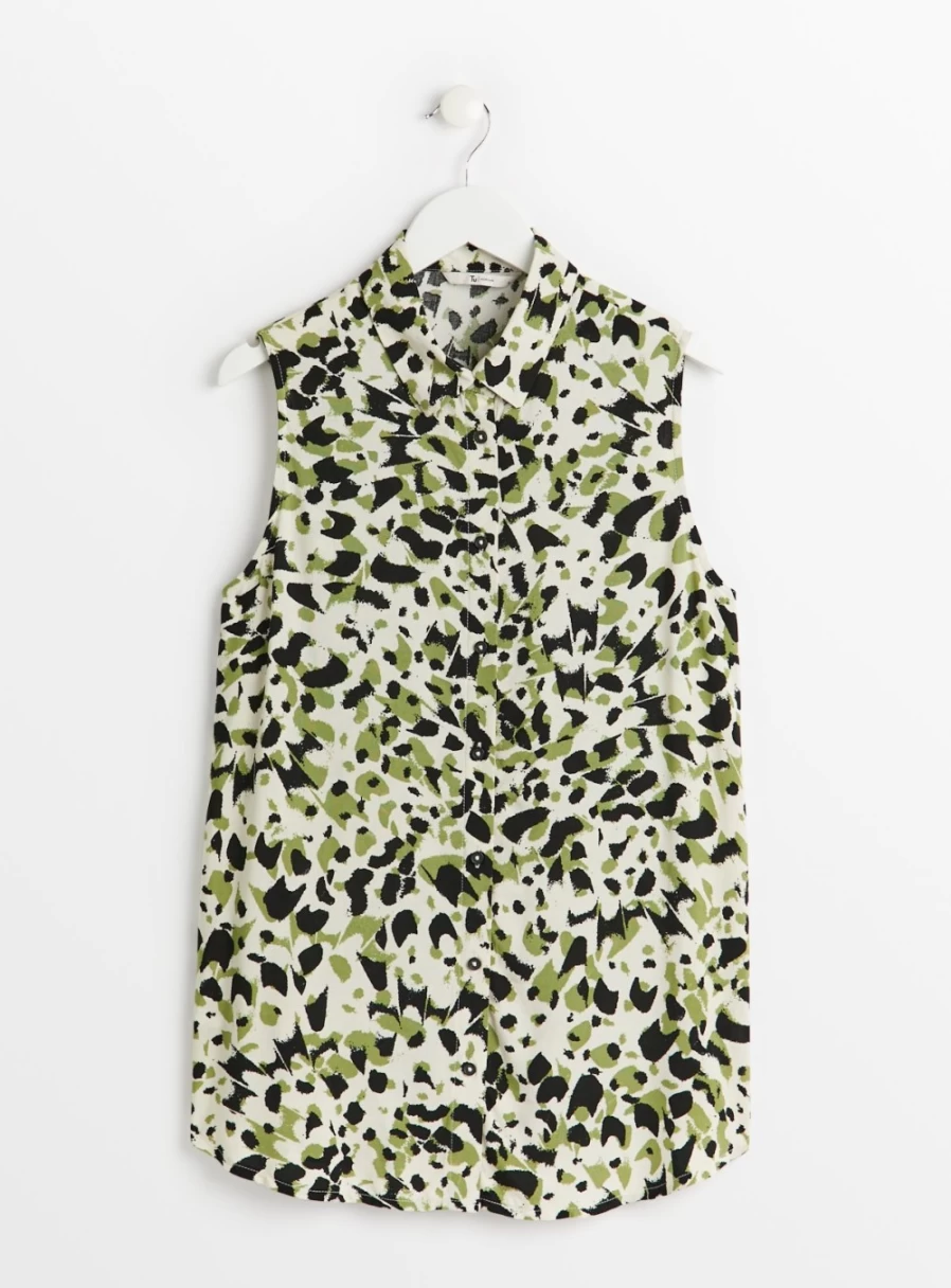 Tu Women's Animal Print Sleeveless Blouse - Stylish 14" Trendy Top for Fashionable Outfits