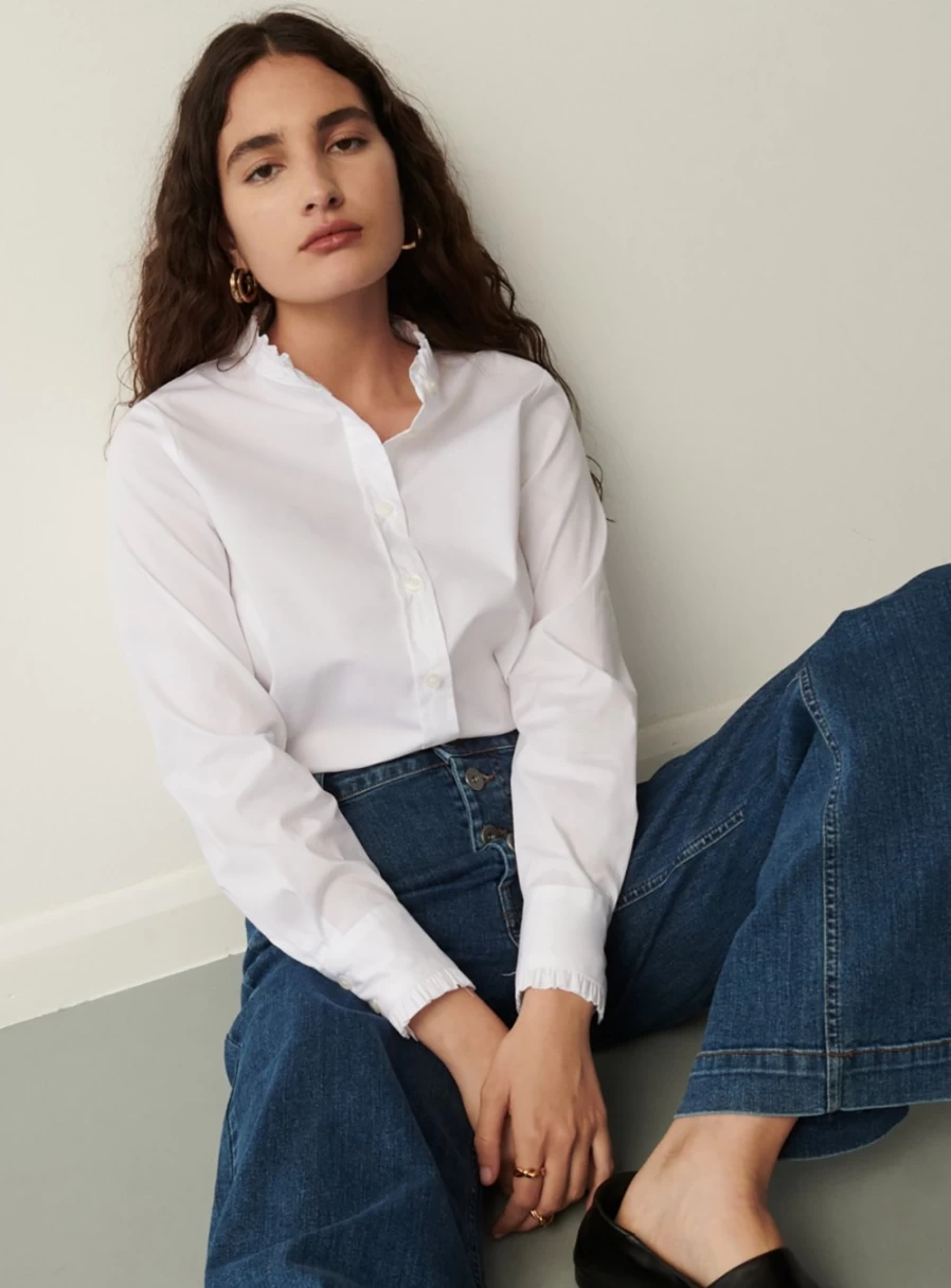 Finery Women's White Megan Button-Down Shirt Size 18