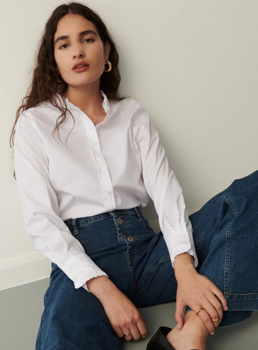 Finery Women's White Megan Button-Down Shirt Size 18