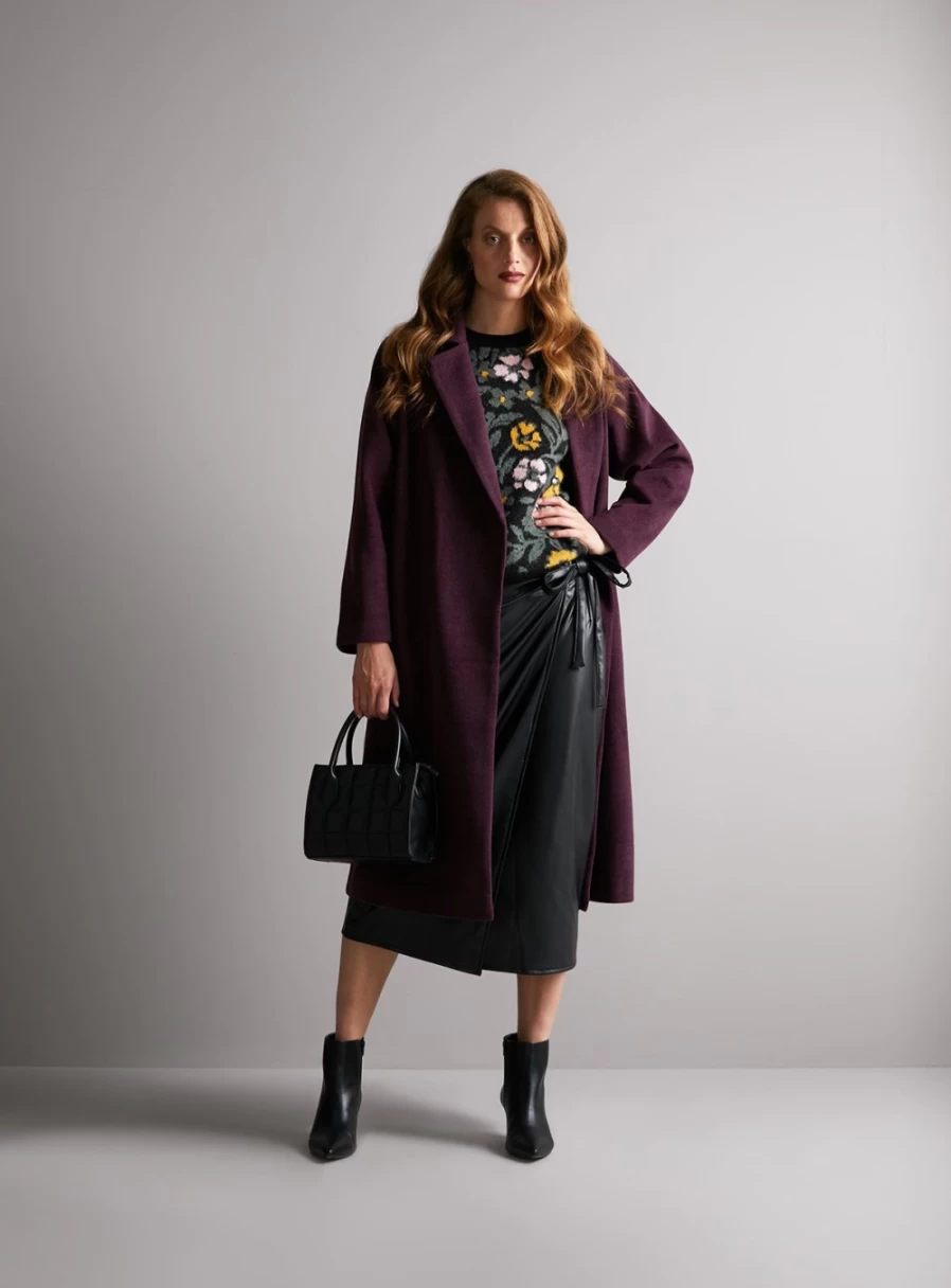 "Tu Women's Purple Tailored Long Coat - Elegant Unlined Outerwear"