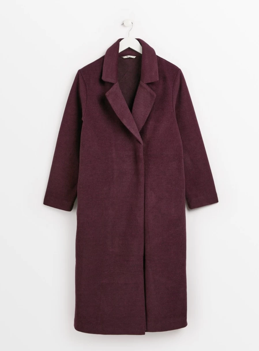 "Tu Women's Purple Tailored Long Coat - Elegant Unlined Outerwear"