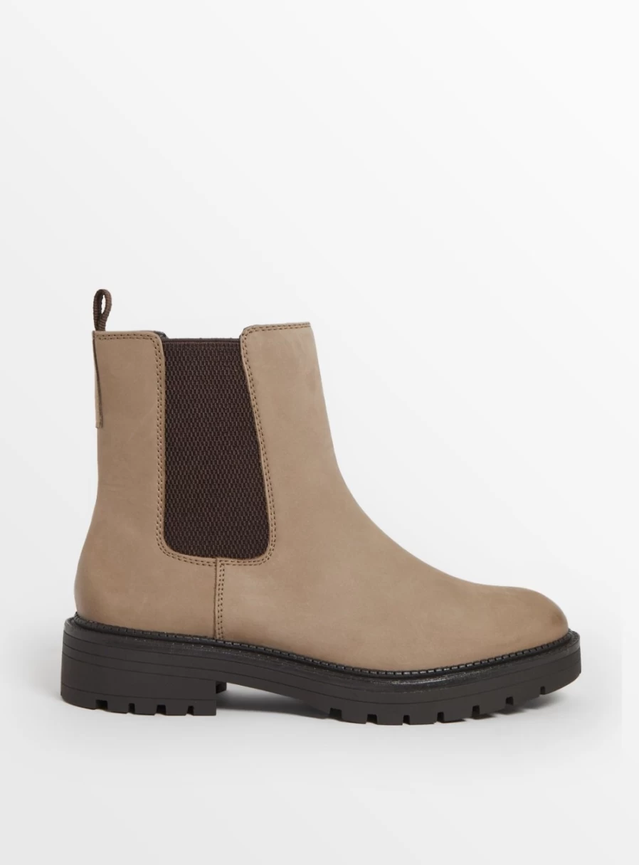 Women's Taupe Leather Chelsea Boots by Tu - Comfortable & Stylish Ankle Boots Size 5