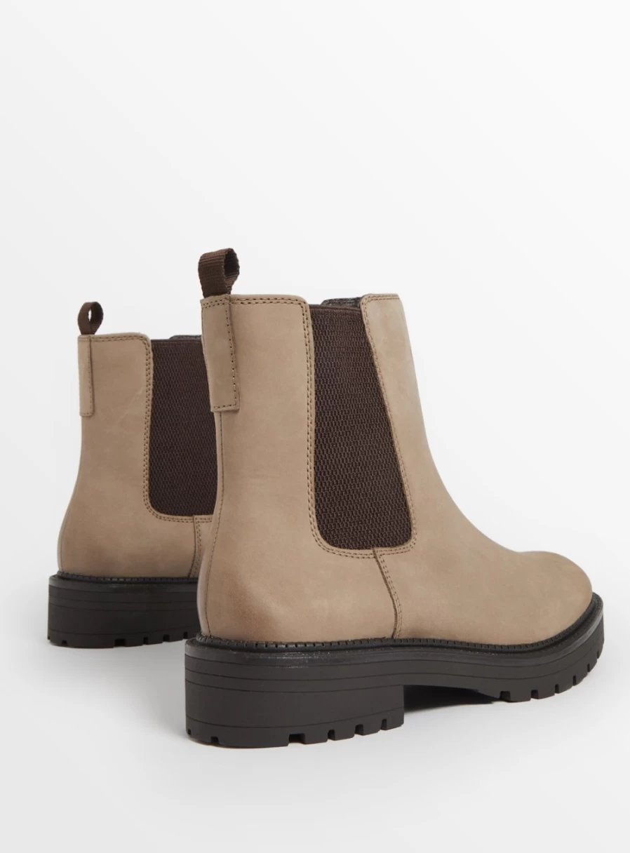 Women's Taupe Leather Chelsea Boots by Tu - Comfortable & Stylish Ankle Boots Size 5