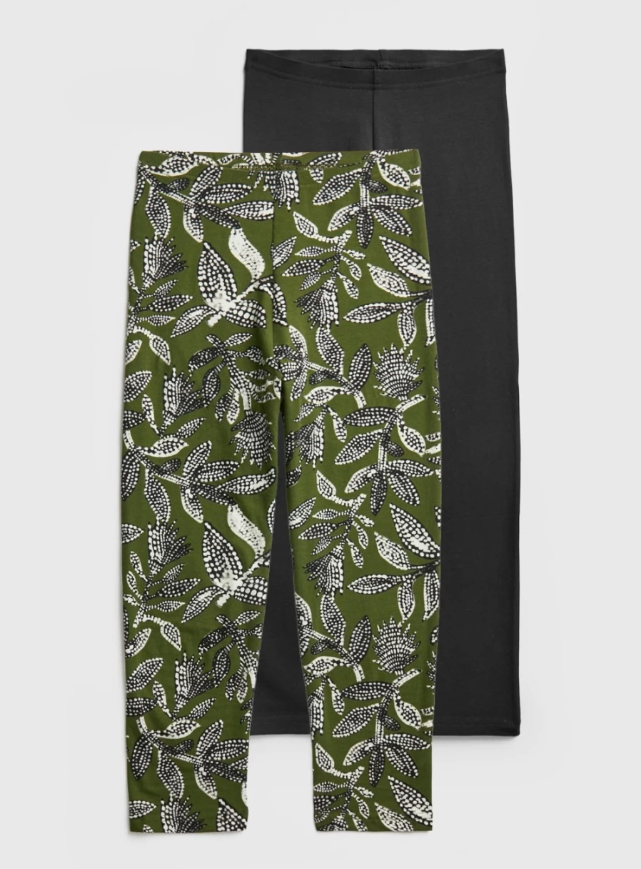 Tu Women's Black & Khaki Leaf Print High-Waisted Crop Leggings - Size 16-18 Yoga Pants