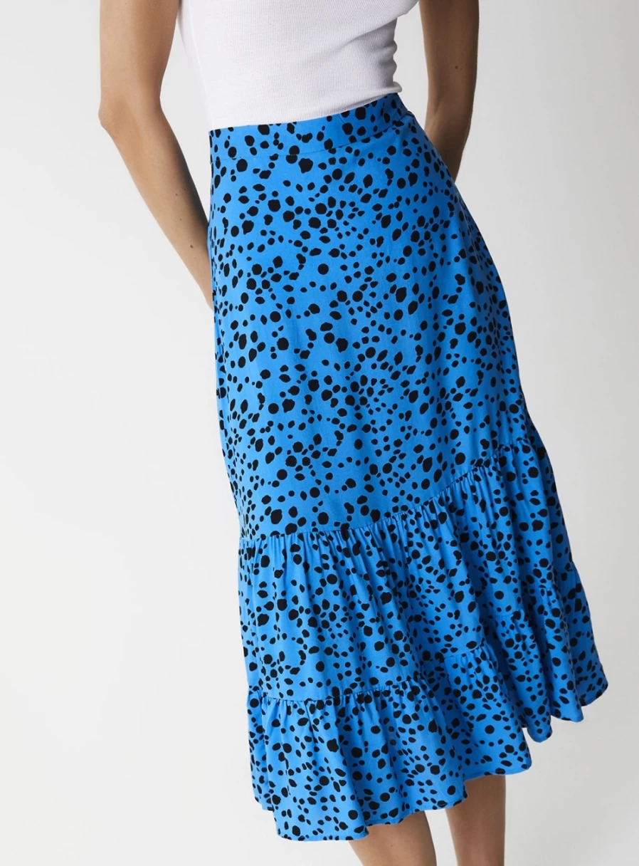 Finery Women's Dawn Blue Animal Print Midi Skirt - Size 18