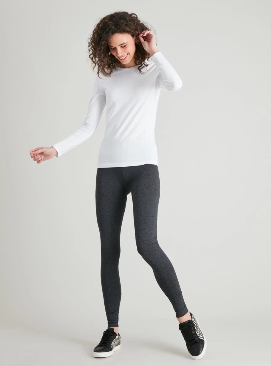 Tu Women's Grey Marl Soft Touch High-Waisted Leggings - Stretchy Comfort Yoga Pants (Size 12)