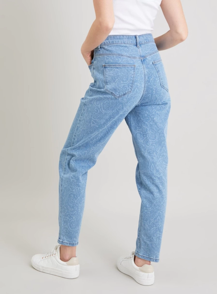 Tu Women's Light Wash Marble Mom Jeans - High Waisted Vintage Denim Size 10