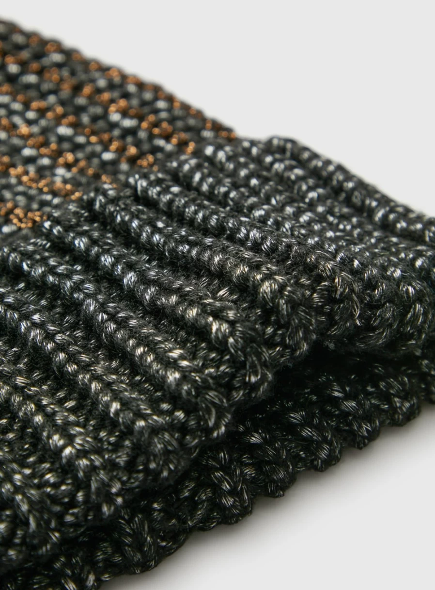 "Tu Women's Black Metallic Pom Pom Beanie - One Size Winter Knit Hat"
