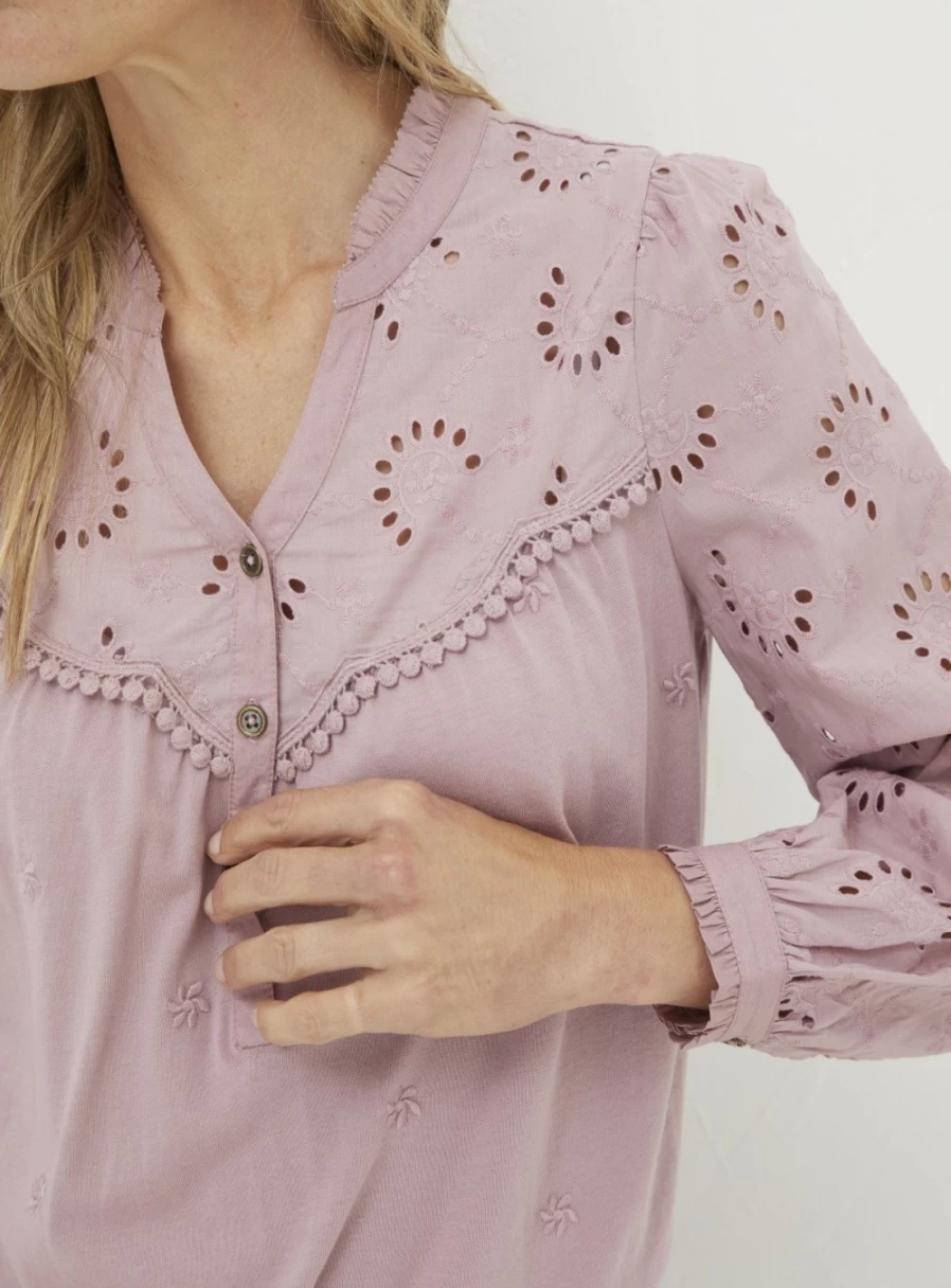 FatFace Women's Kerry Embroidered Top - Floral Broderie Blouse Size 24