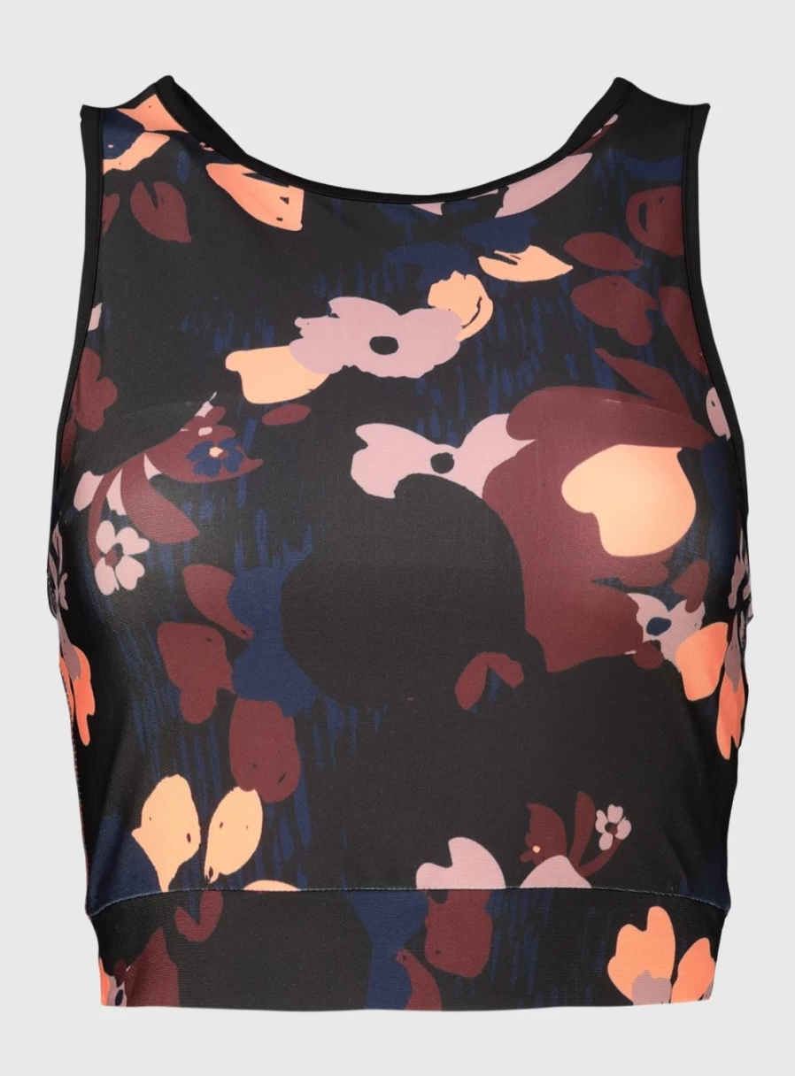 "Tu Women's Active Navy Floral Crop Top - Stylish Workout Blouse for Fitness"