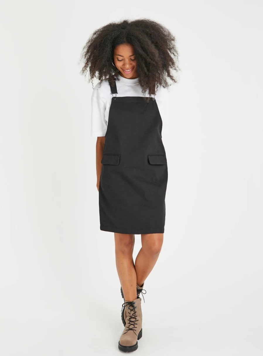 "Tu Women's Black Twill Pinafore Dress - Style 18"
