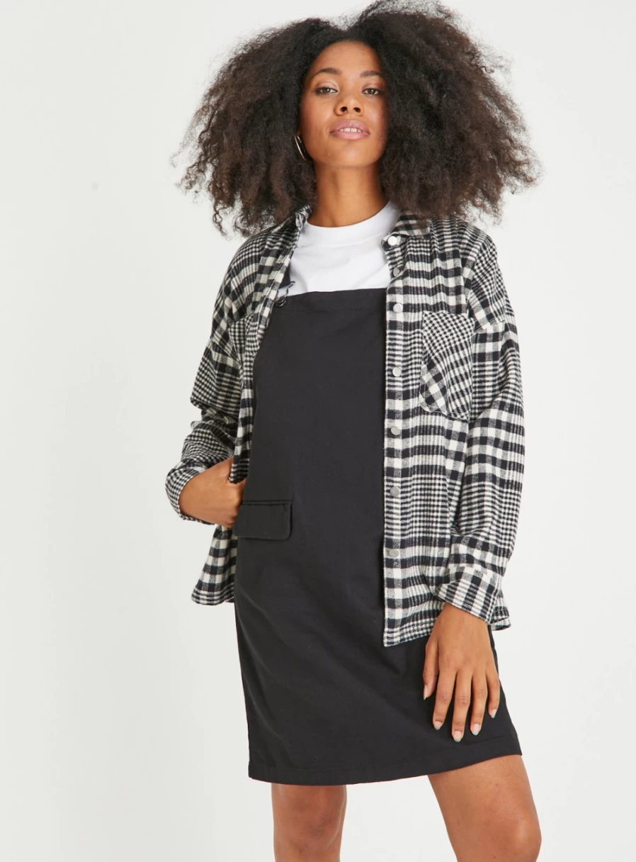 "Tu Women's Black Twill Pinafore Dress - Style 18"
