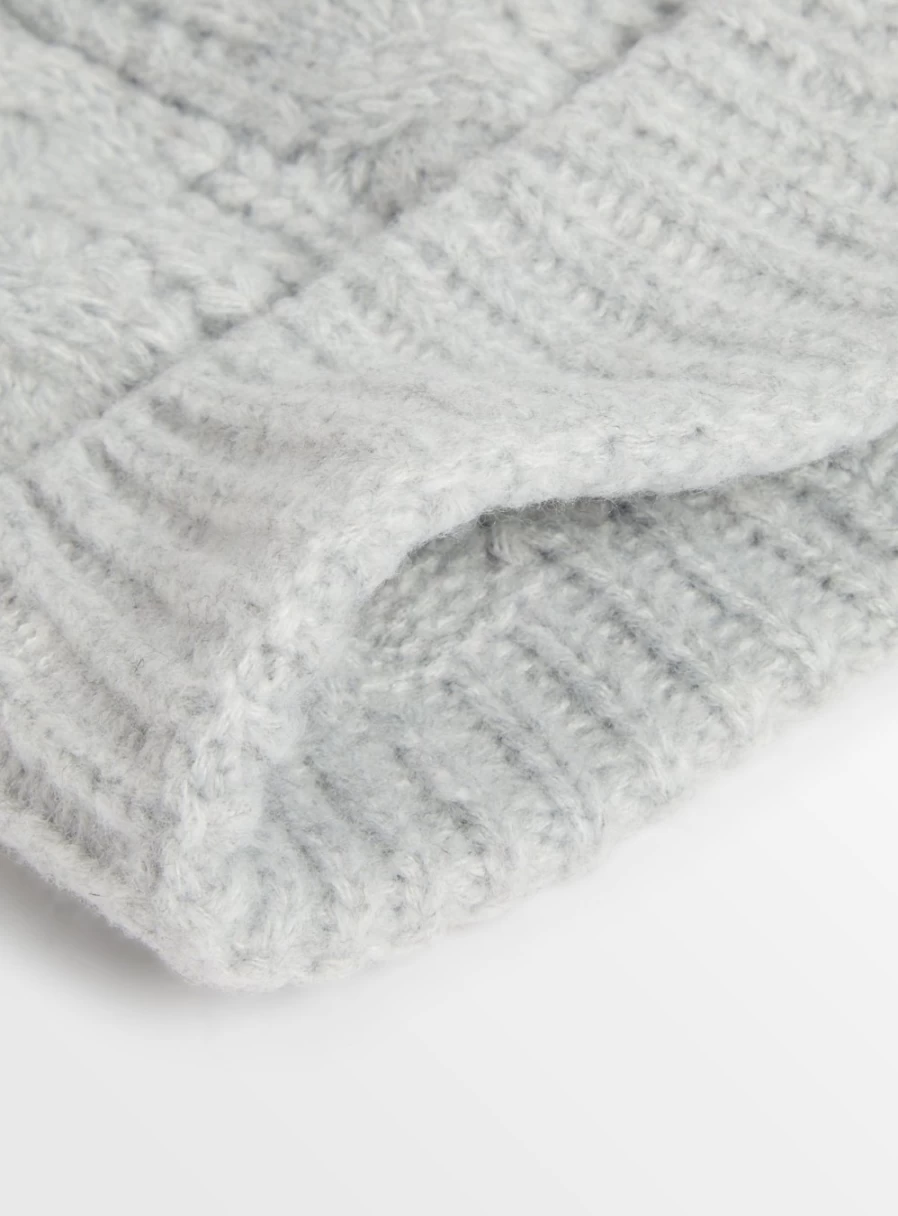 "Tu Women's Grey Cable Knit Pom Pom Beanie Hat - One Size Cozy Winter Hat"
