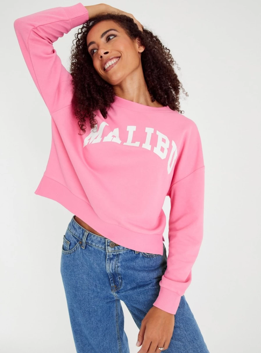 Tu Women's Pink Malibu Sweatshirt - Soft Casual Pullover Hoodie L