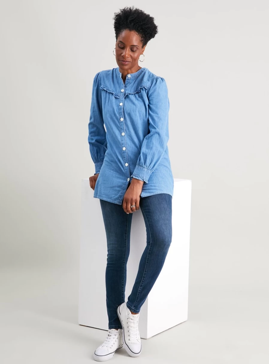 Tu Women's Dark Denim 4-Way Stretch Skinny Jeans - Comfortable Slim Fit Size 12 Regular