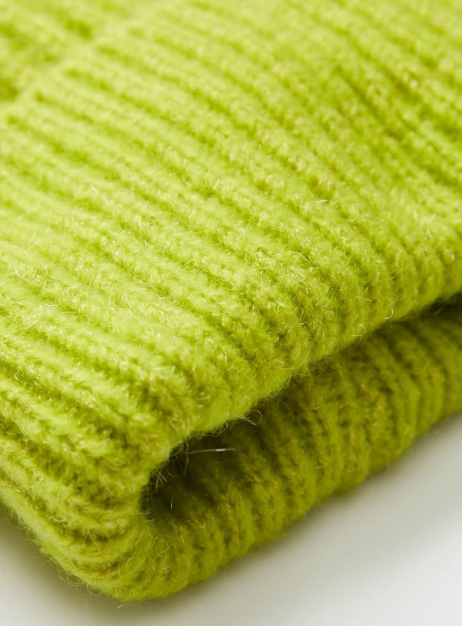 Tu Women's Lime Green Ribbed Knit Beanie Hat - One Size Fits All