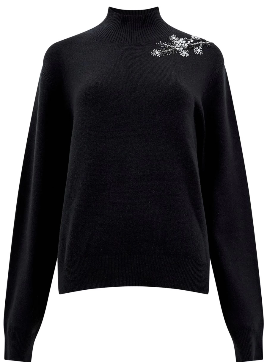 French Connection Women's Babysoft Embroidered Jumper - XS Size Casual Knit Top