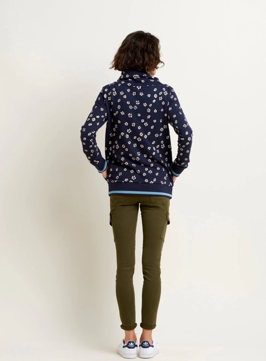 Brakeburn Women's Polka Dot Floral Cowl Neck Sweater - Size 16