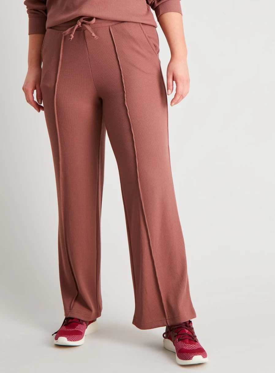 Tu Women's Active Brown Waffle Joggers - Comfortable High-Waisted Lounge Pants for Casual Wear