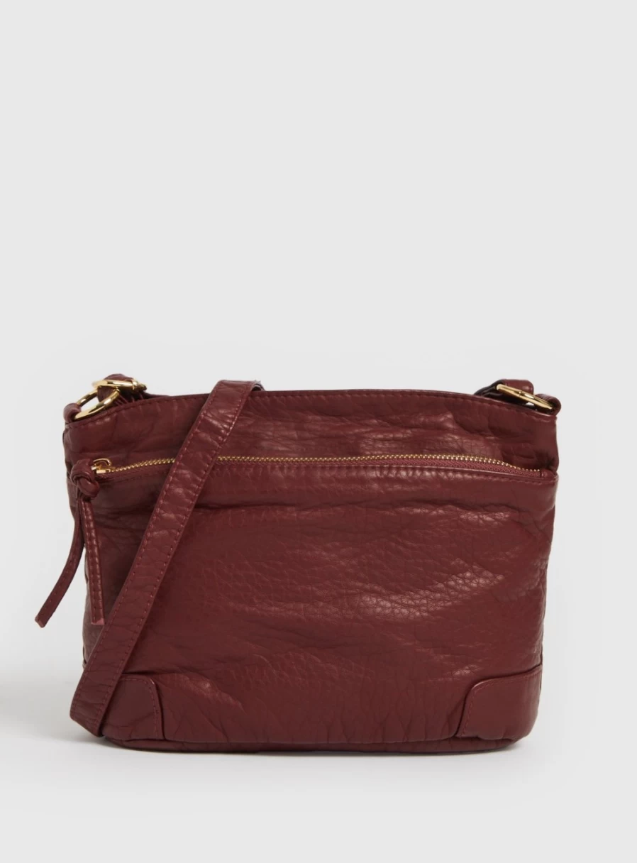 Tu Women's Berry Red Washed Crossbody Bag - One Size Casual Shoulder Purse