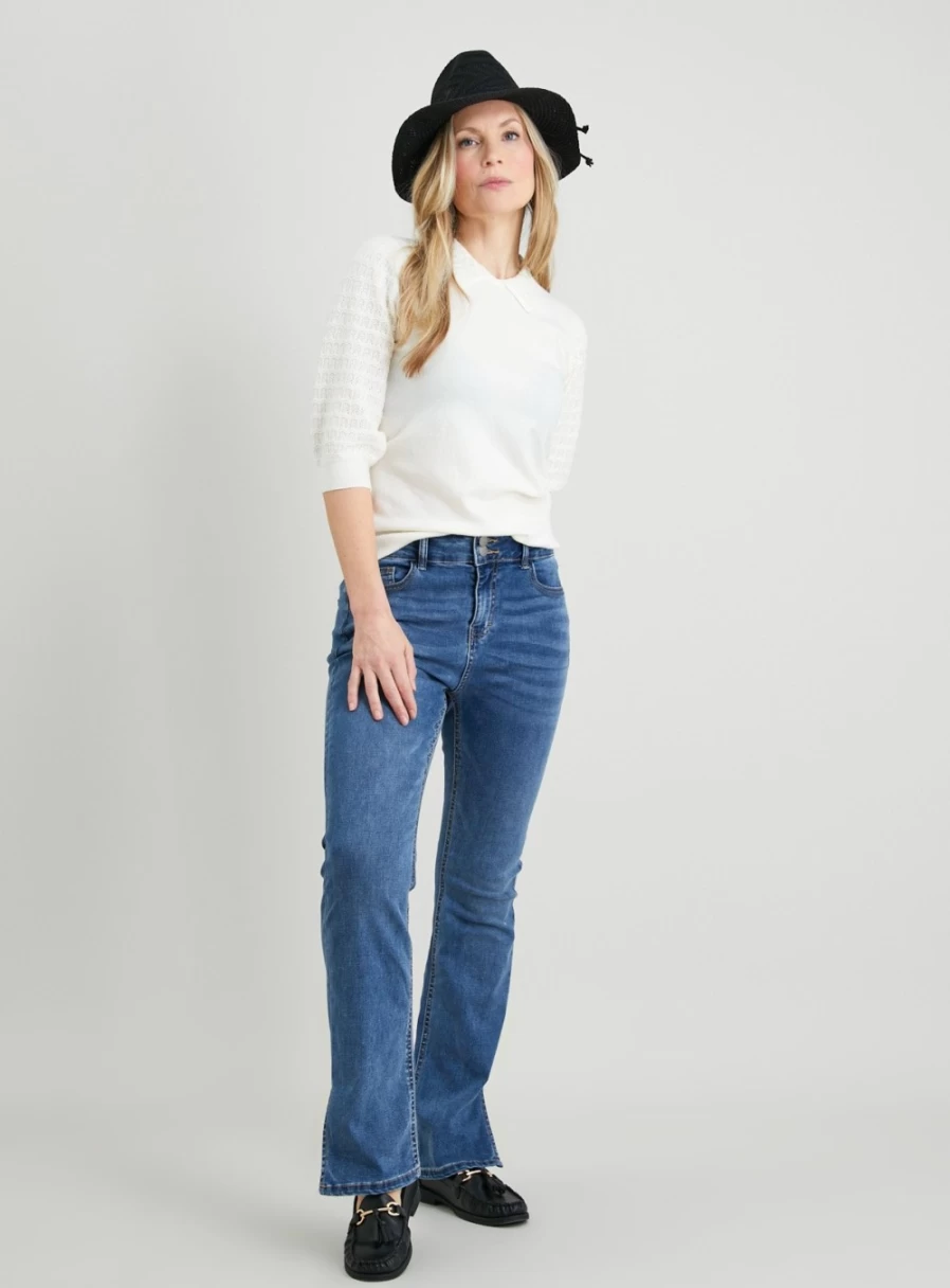 Tu Women's Light Wash Bootcut Jeans with Split Hem - 18L Distressed Denim