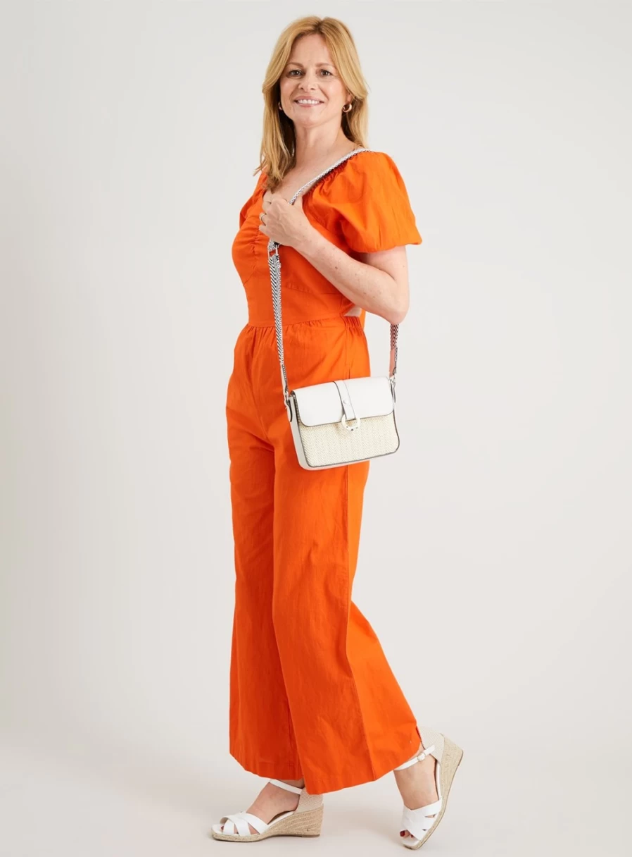 Tu Women's Orange Bow Back Jumpsuit - Stylish Summer Romper for Women