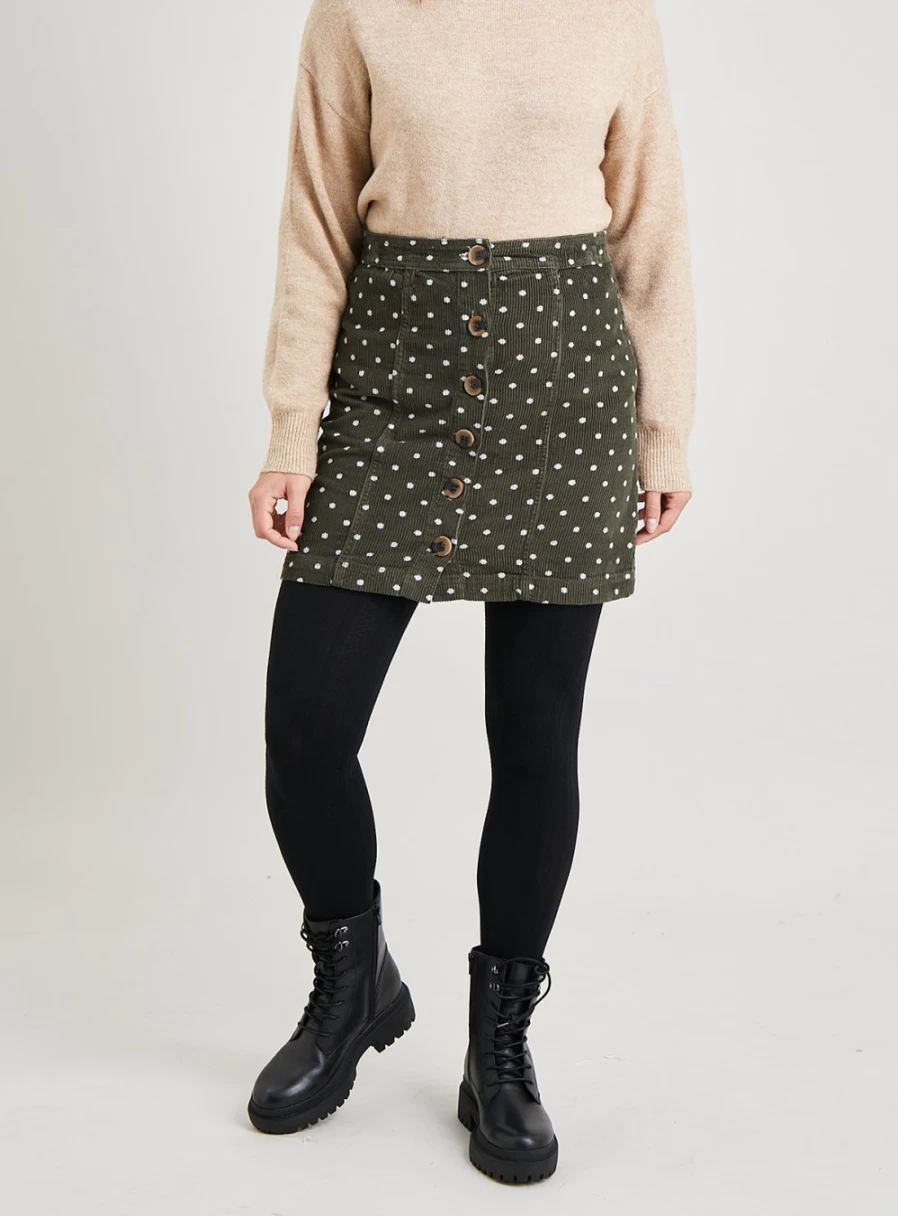 Women's Khaki Corduroy Mini Skirt with Spot Design by Tu - Size 14