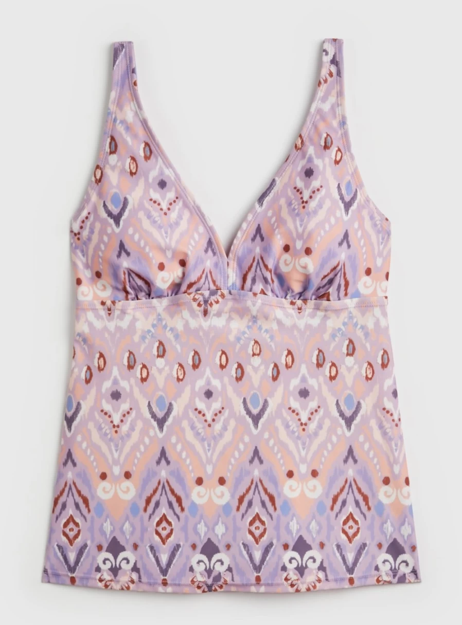 "Tu Women's Lilac Aztec Print Tankini Top - Stylish Swimwear for Summer"